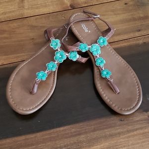 ⚡Turquoise jeweled floral sandals sz 8.5